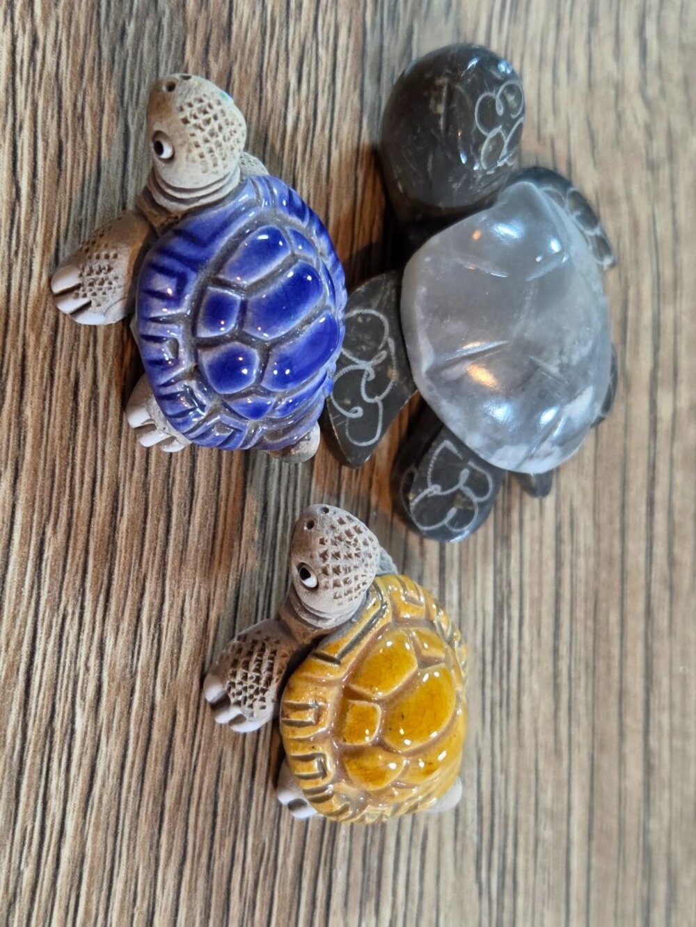 Ceramic Glazed Turtles & Hand Carved Soapstone Turtle Figurine Lot 3